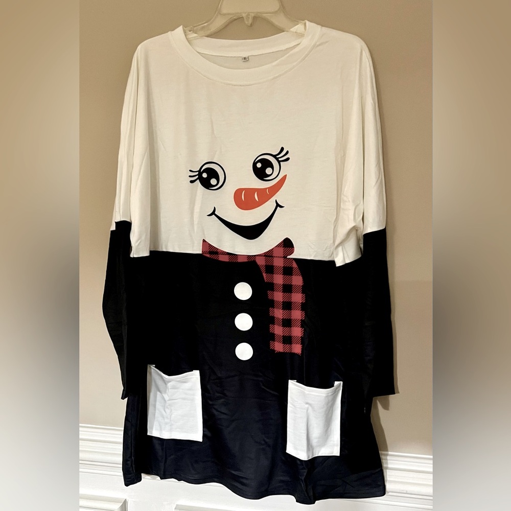 Snowman Tunic Top Women’s Medium Long Sleeve - NWOT